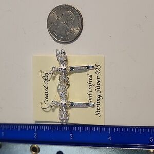 925 sterling silver created opal dragonfly earrings